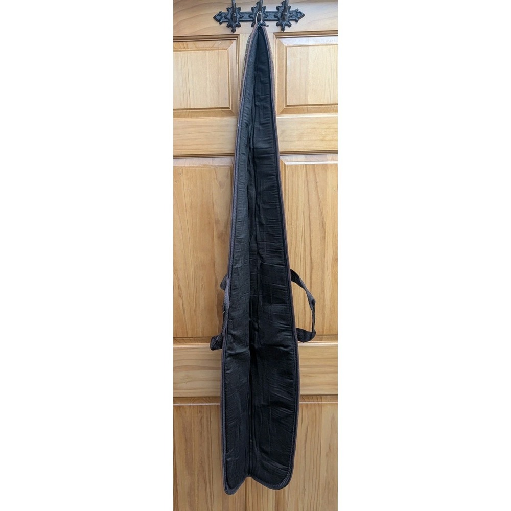 Camo Print Padded Rifle Holder 52" Length Full Zip Hunt Leather Loop Double Hook - Picture 5 of 6